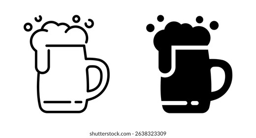 Beer mug icon. Line and silhouette style.
