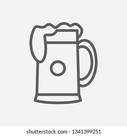 Beer mug icon line symbol. Isolated vector illustration of  icon sign concept for your web site mobile app logo UI design.