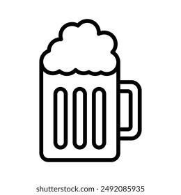 beer mug icon linear logo mark in black and white