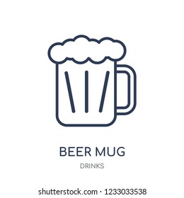 Beer mug icon. Beer mug linear symbol design from drinks collection. Simple outline element vector illustration on white background