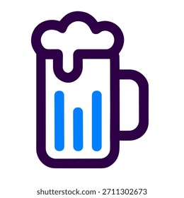 Beer mug icon. A linear vector illustration of beer mug isolated on white background.