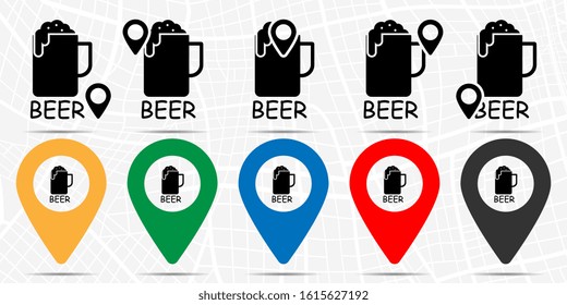 beer mug icon in location set. Simple glyph, flat illustration element of Food theme icons