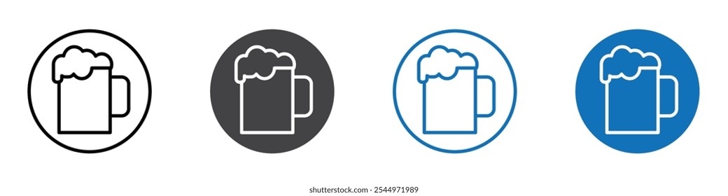 Beer mug icon Logo sign in thin line outline