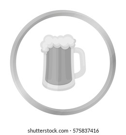 Beer mug icon in monochrome style isolated on white background. Oktoberfest symbol stock vector illustration.