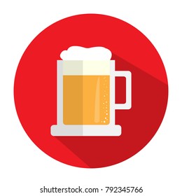 Beer mug icon on a button, Vector illustration