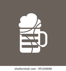  Beer Mug Icon on Dark Gray Color. Eps-10.