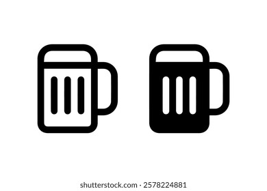 Beer Mug Icon in Outline and Solid Style Vector