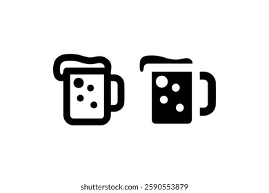 Beer mug icon in outline and solid Vector