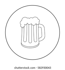 Beer mug icon in outline style isolated on white background. Oktoberfest symbol stock vector illustration.