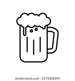 Beer mug icon Outline thin set