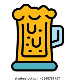 Beer mug icon outline vector. Austrian food. Cuisine beverage color flat