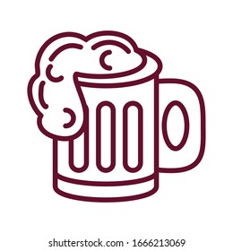 beer mug icon over white background, line style, vector illustration