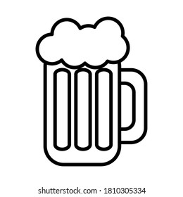 beer mug icon over white background, line style, vector illustration