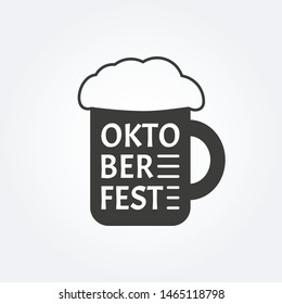 Beer mug icon. Pint of beer with foam. Oktoberfest logo. Vector illustration.