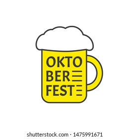 Beer mug icon. Pint of beer with foam. Oktoberfest logo. Vector illustration.