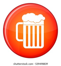 Beer mug icon in red circle isolated on white background vector illustration