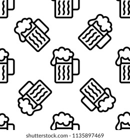 Beer Mug Icon Seamless Pattern Vector Art Illustration