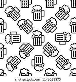 Beer Mug Icon Seamless Pattern Vector Art Illustration