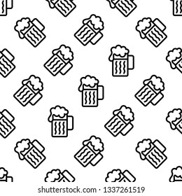Beer Mug Icon Seamless Pattern Vector Art Illustration