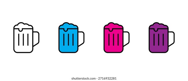 Ícone de caneca de cerveja definir vetor no fundo branco. bebida, bebida, bar, pub, restaurante, símbolo. ilustração vetorial.
