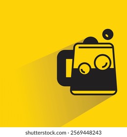 beer mug icon with shadow on yellow background