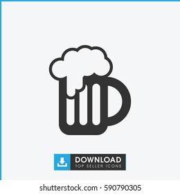 beer mug icon. Simple filled beer mug vector icon. On white background.