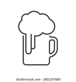 Beer mug icon. Simple linear image on a pure white background. Isolated vector.