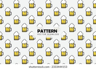 Beer in a mug icon simple vector seamless repeat pattern