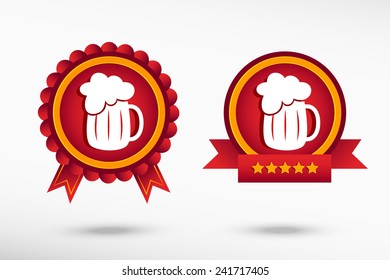 Beer mug icon stylish quality guarantee badges. Colorful Promotional Labels