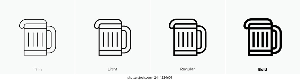 beer mug icon. Thin, Light Regular And Bold style design isolated on white background