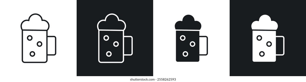 Beer mug icon vector collection in black and white.