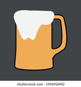Ilustración vectorial de icono de jarra de cerveza. Símbolo de cerveza espumoso