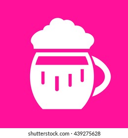 Beer mug icon vector illustration isolated on pink background