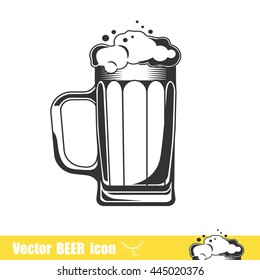 Beer mug. Beer icon. Vector illustration isolated on white background.