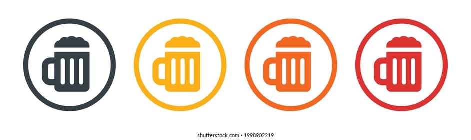 Beer mug icon vector isolated on circle and white background. Drinking alcohol concept.