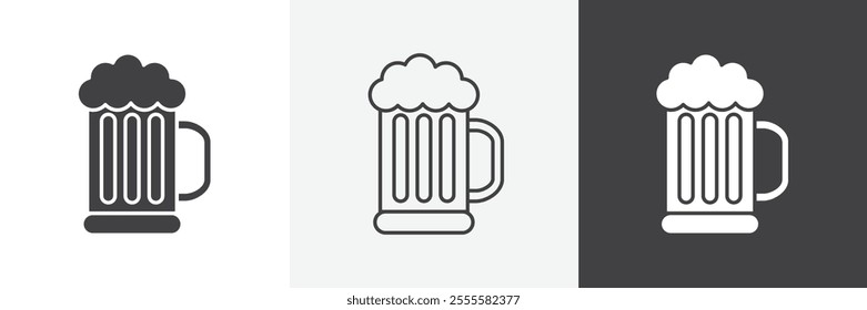 Beer mug icon vector set for ui designs