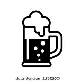 Beer mug icon. White and black illustration.