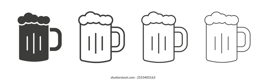 Beer mug icons collection. vector set in black color