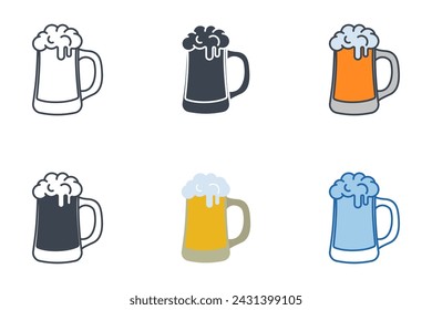 Bierkrug-Icons mit verschiedenen Stilen. Biersymbol Vektor-Illustration isoliert auf weißem Hintergrund