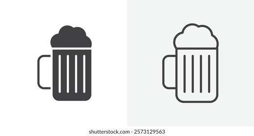 Beer mug icons. flat and line style set