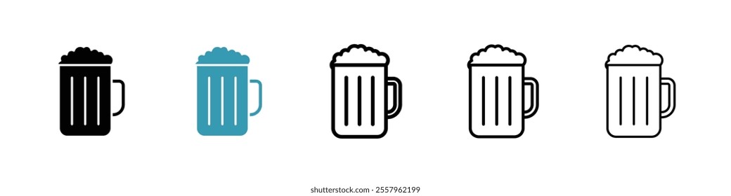 Beer mug icons pack in black and blue.