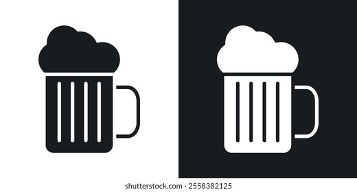 Beer mug icons in solid black and white colors