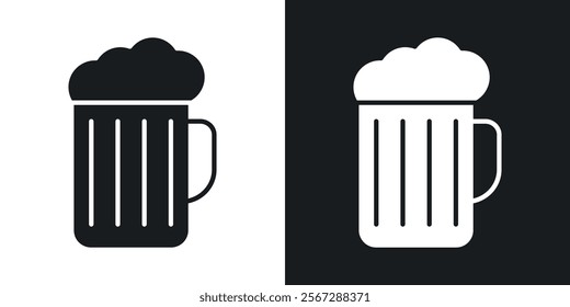 Beer mug icons in solid black and white colors