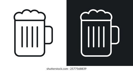 Beer mug icons in thin black and white stroke liner style