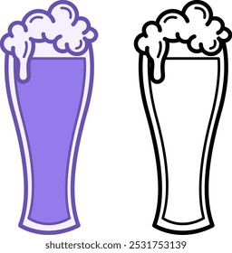 Beer Mug Icons. Vector Illustrations Of Glass With Foamy Beer. Alcoholic Drink. Party Concept