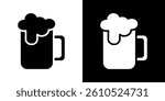 Beer mug icons vector set in solid flat style