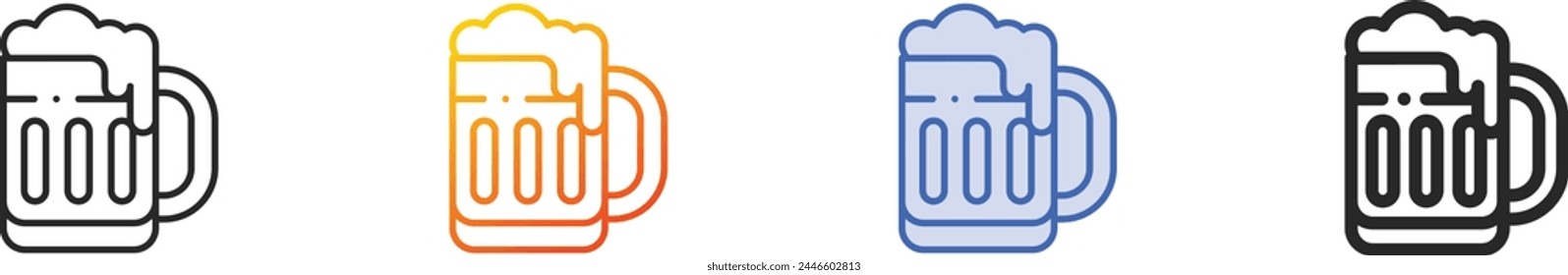 beer mug icon.Thin Linear, Gradient, Blue Stroke and bold Style Design Isolated On White Background