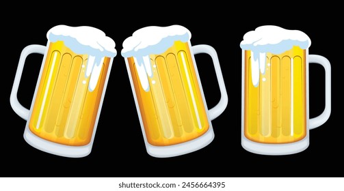 Beer mug isolated on dark background. Graphic vector