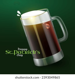 Beer mug isolated on green. St Patricks day collection.