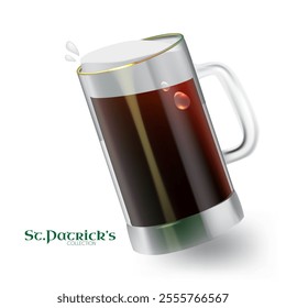 Beer mug isolated on green. St Patricks day collection.